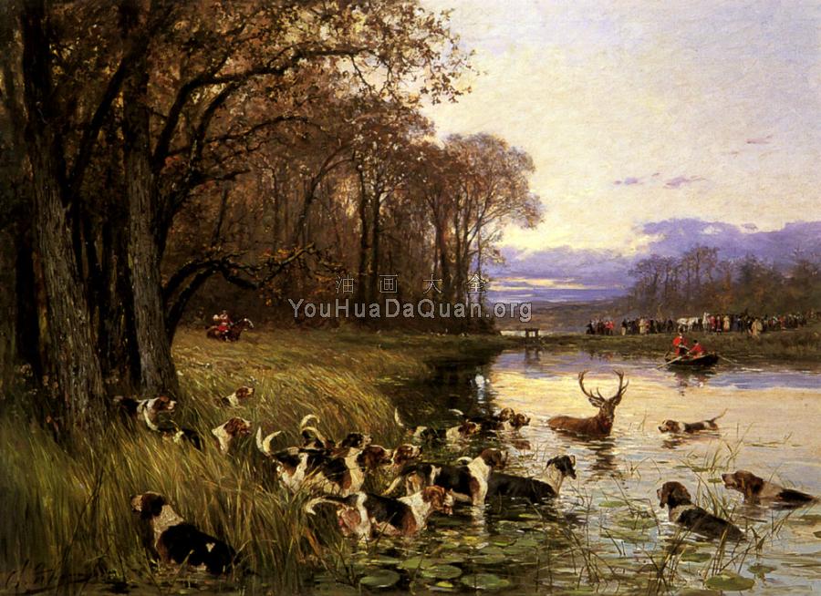 A Stag At Bay - 查尔斯·奥利维尔·德·佩尼